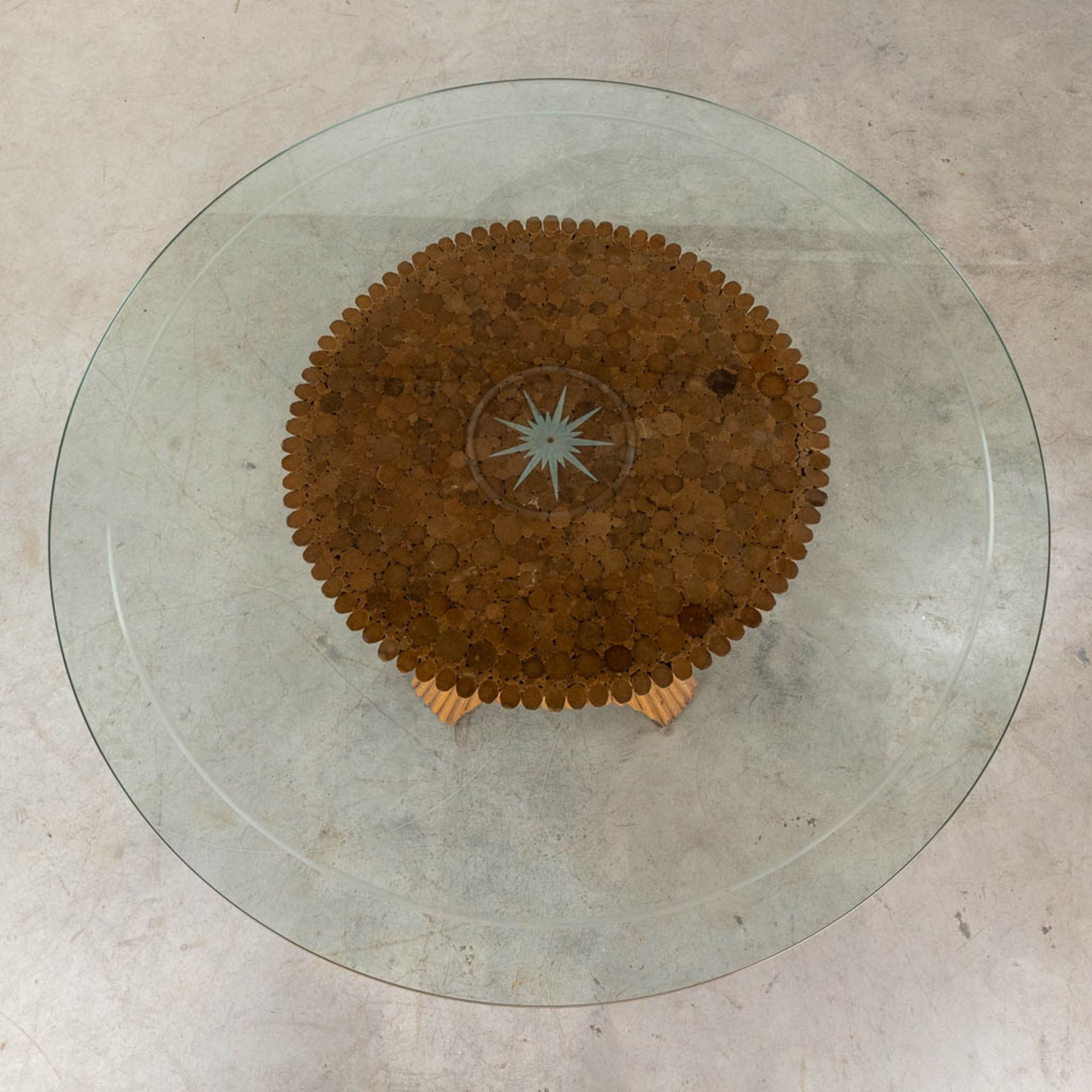 John MCGUIRE (1920-2013)(Atrr.) 'Sheaf of Wheat table or Bamboo table' glass top with an etched star - Bild 3 aus 15