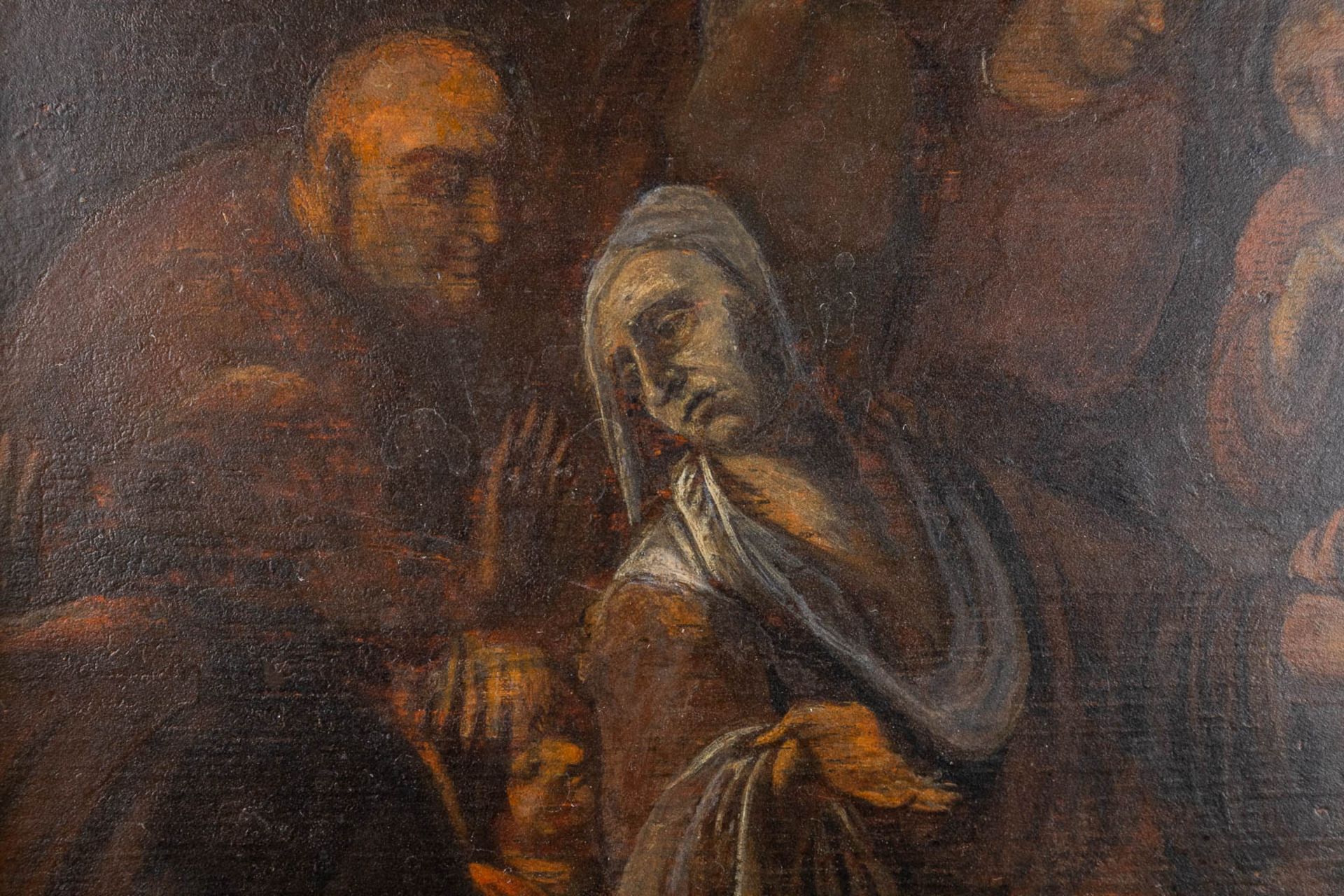 An antique folklore painting, 'Birth of Christ' oil on panel. 17th/18th C. (W:38 x H:26 cm) - Image 4 of 9