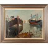 Georges FREDERIC (1900-1981) 'Zeebrugge 1968' oil on board. (W:47,5 x H:36,5 cm)