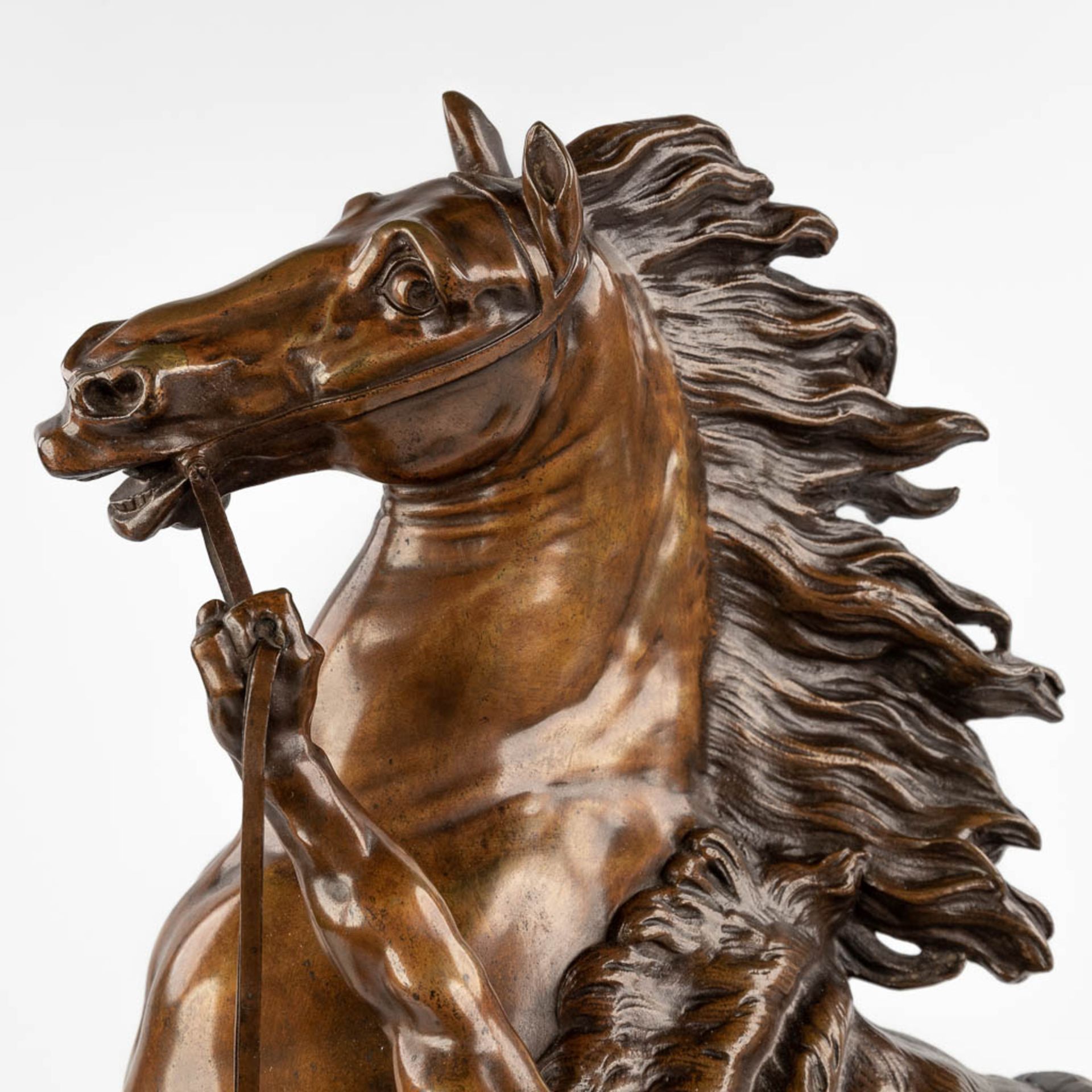 Guillaume I COUSTOU (1677-1746)(after), 'Marly horse' patinated bronze. (D:26 x W:56 x H:58 cm) - Image 8 of 12