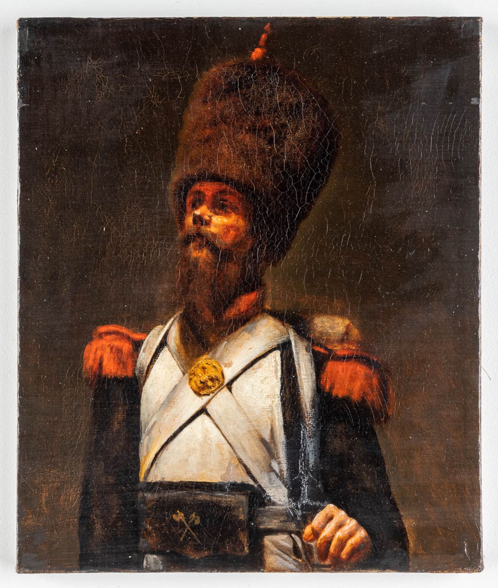 French Soldier, a painting, oil on canvas. (W:33 x H:40 cm) - Image 3 of 7