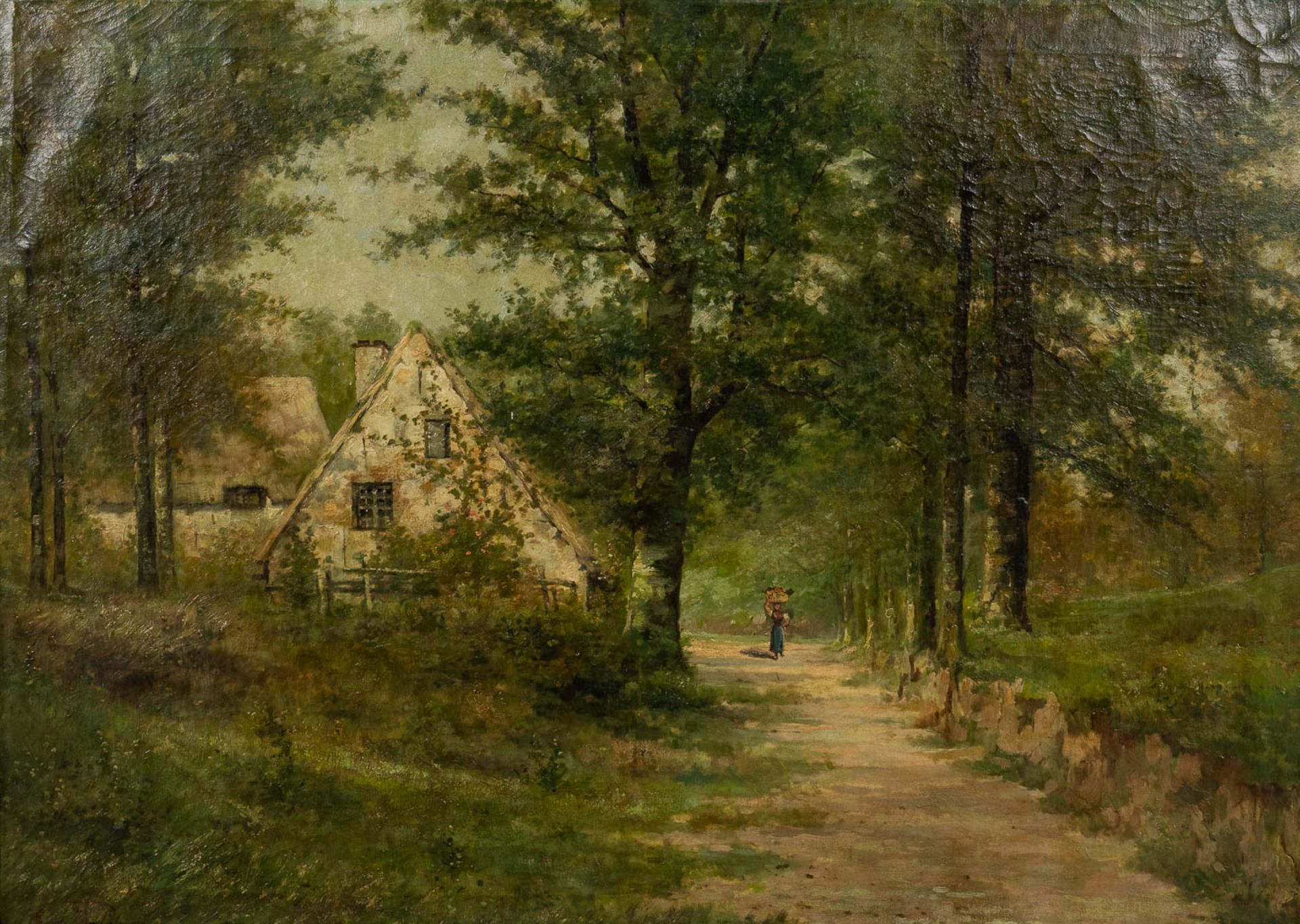 Ernest VAN POELVOORDE (1860-1886) 'Forest View' oil on canvas. 1883. (W:104 x H:75 cm)