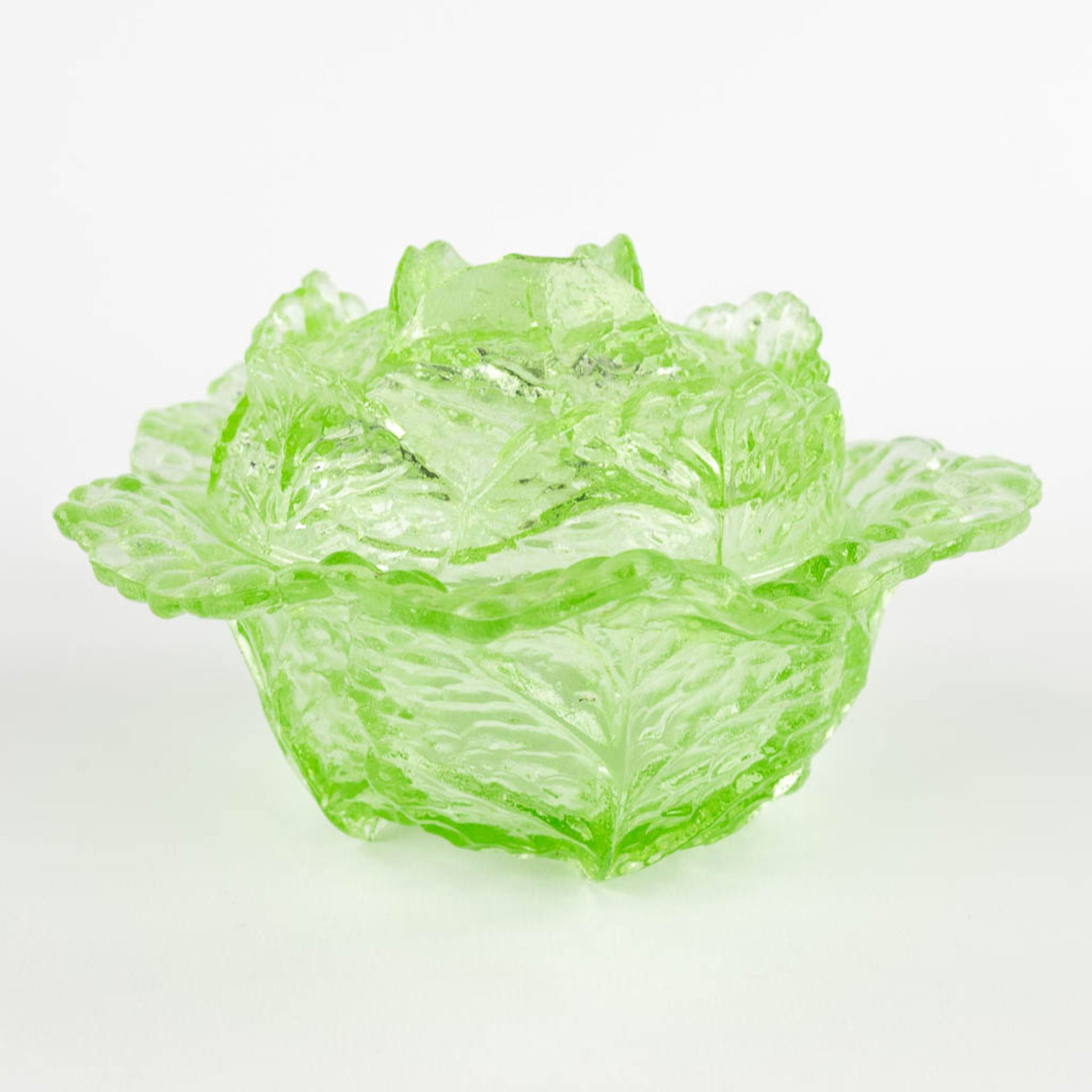 Three pieces of art glass, 'Cabbage' marked Portieux, France. 20th C. (H:11 x D:17 cm) - Bild 6 aus 12