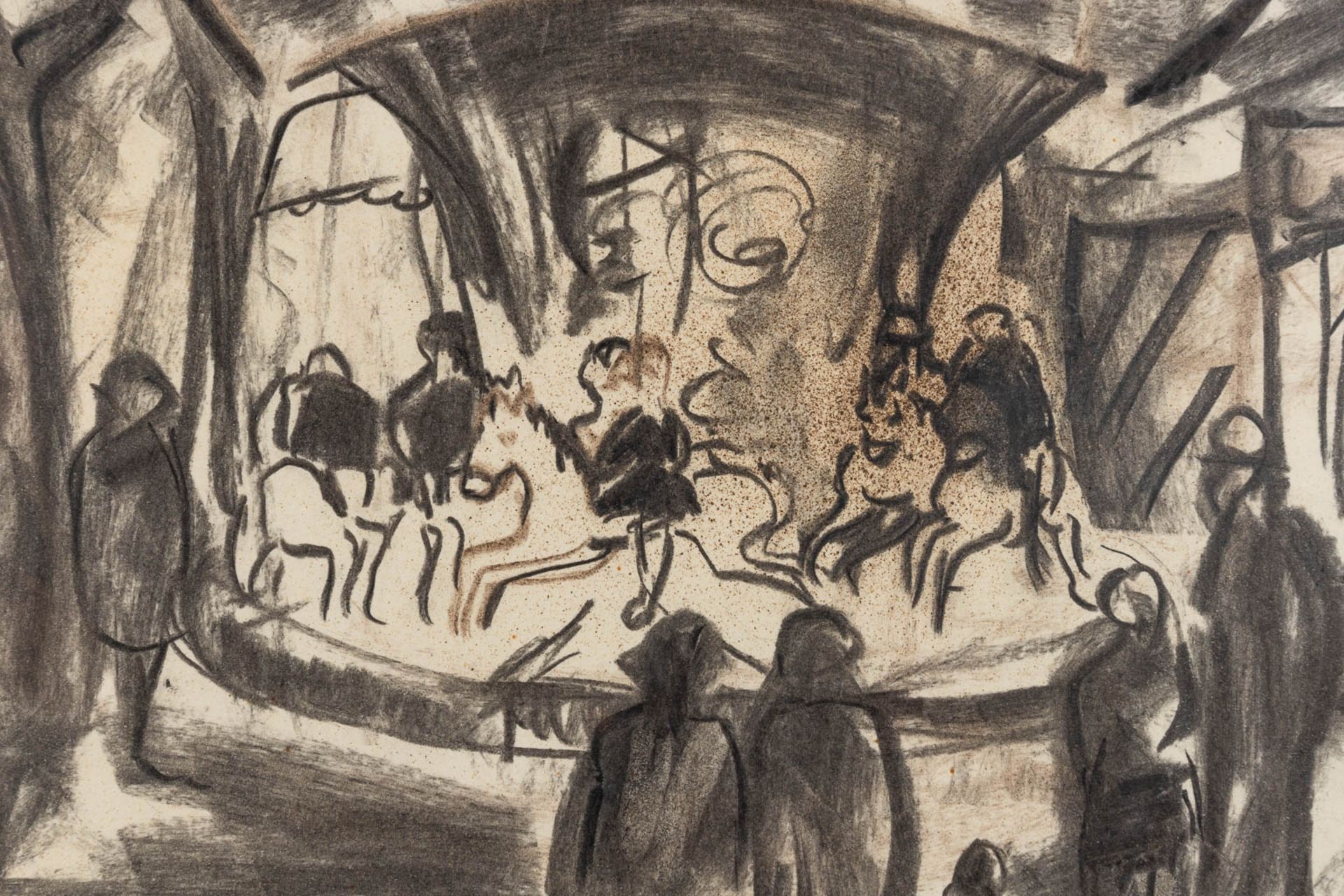 Paul PERMEKE (1918-1990) 'Merry Go Round' Charchoal on paper. (W:35 x H:25 cm) - Bild 4 aus 6