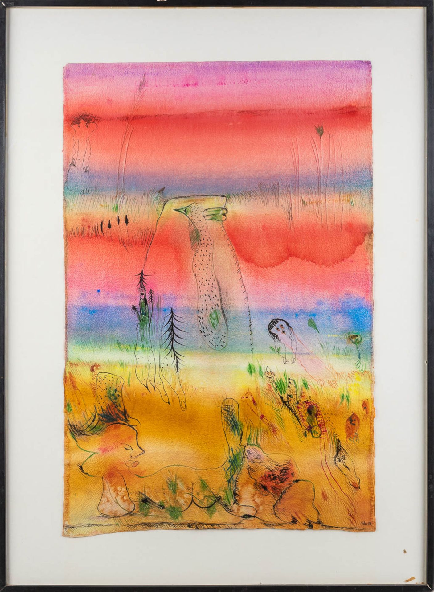 ATILA (1931-1987) 'Abstract' watercolor and pencil on paper. 1968 (W:60 x H:90 cm) - Image 3 of 7