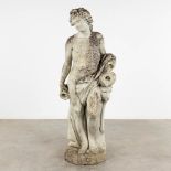 A large garden figurine of Bacchus, concrete, 20th C. (D:56 x W:74 x H:183 cm)
