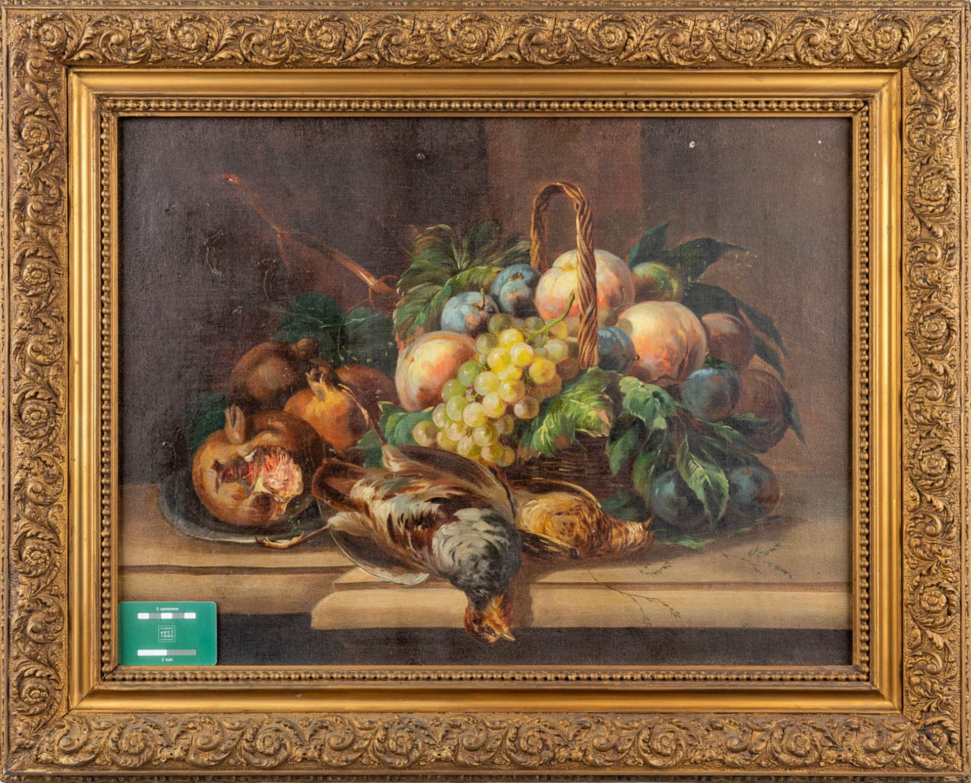 A 'Nature Morte' painting, oil on canvas. Signed 'Guillaume'. 19th C. (W:65 x H:49,5 cm) - Image 2 of 9