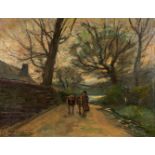 Maurice HAGEMANS (1852-1917) 'The Road' oil on canvas. (W:66 x H:50 cm)