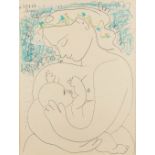 Pablo PICASSO (1881-1973) 'Mother and child' a print. (W:40 x H:51 cm)