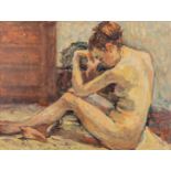 Jean Maurice MINSART (1894-1976) 'nude' oil on board. (W:49,5 x H:37,5 cm)