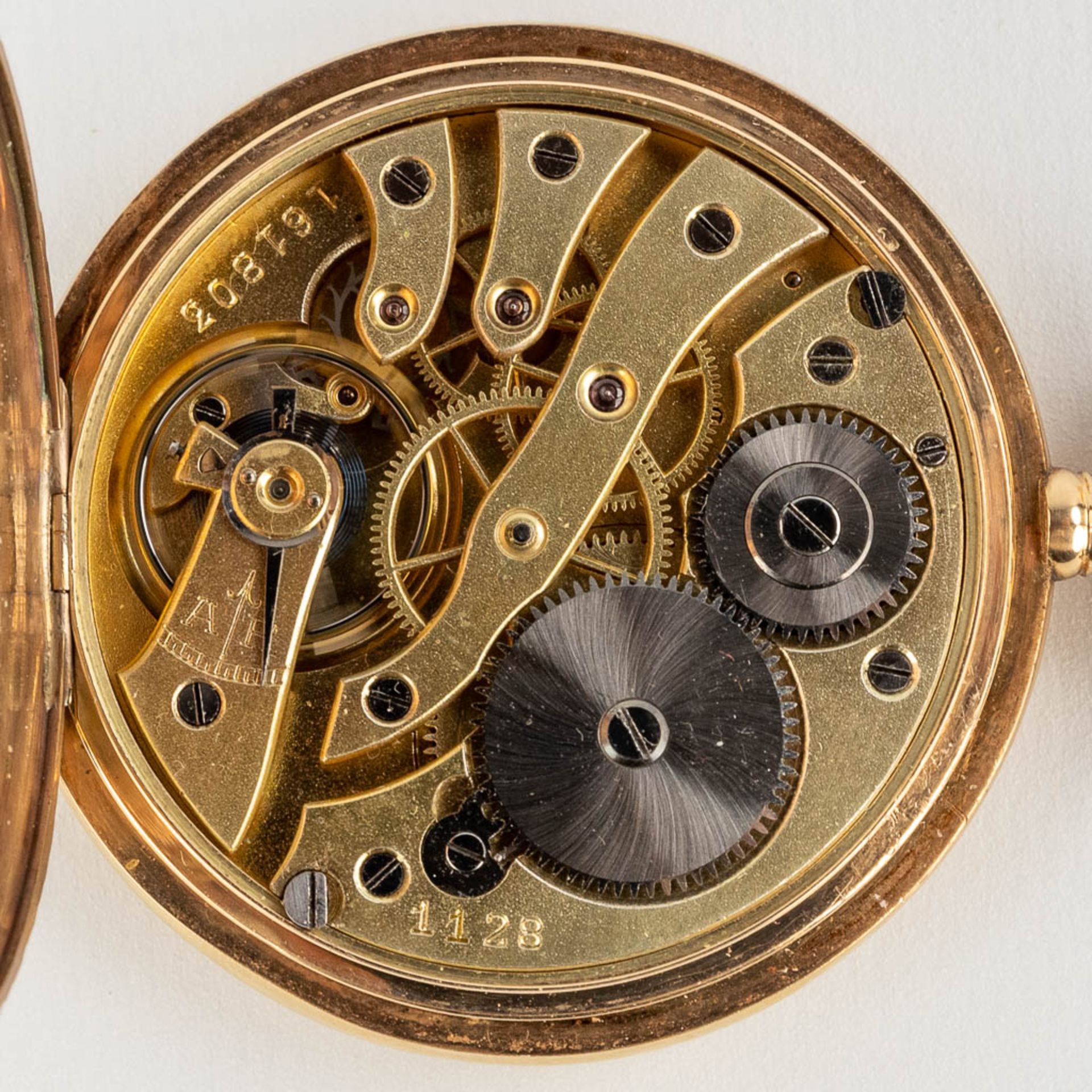 A 14 karat gold pocket watch. 20th C. (W:51 cm) - Image 12 of 13