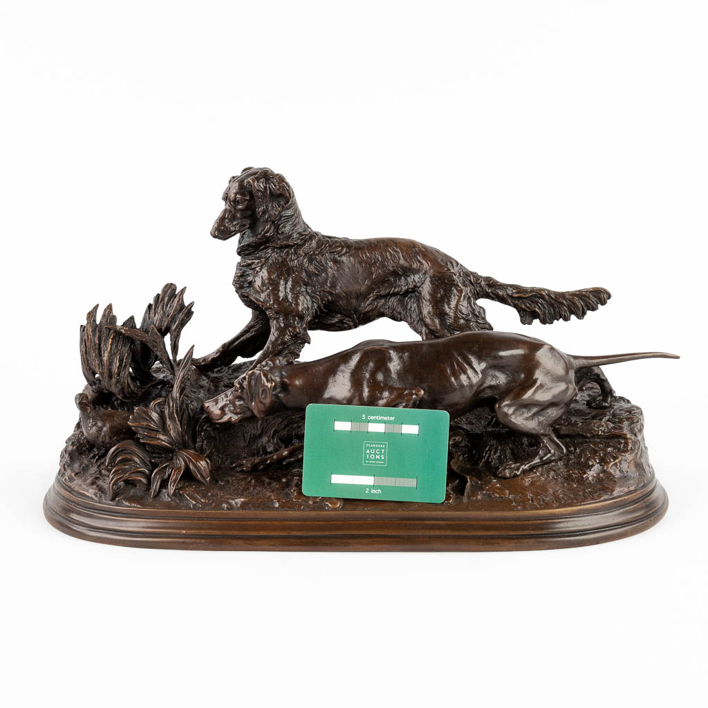 Pierre-Jules MÈNE (1810-1879) 'Hunting Dogs' patinated bronze. (D:20 x W:40 x H:21 cm) - Image 2 of 12