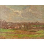 Gustave GOEMANS (1833-1900) 'Landscape with village' oil on canvas. (W:55 x H:43 cm)