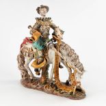 Paolo MARIONI (XX) 'Don Quixote' polychrome terracotta. (D:19 x W:39 x H:41 cm)