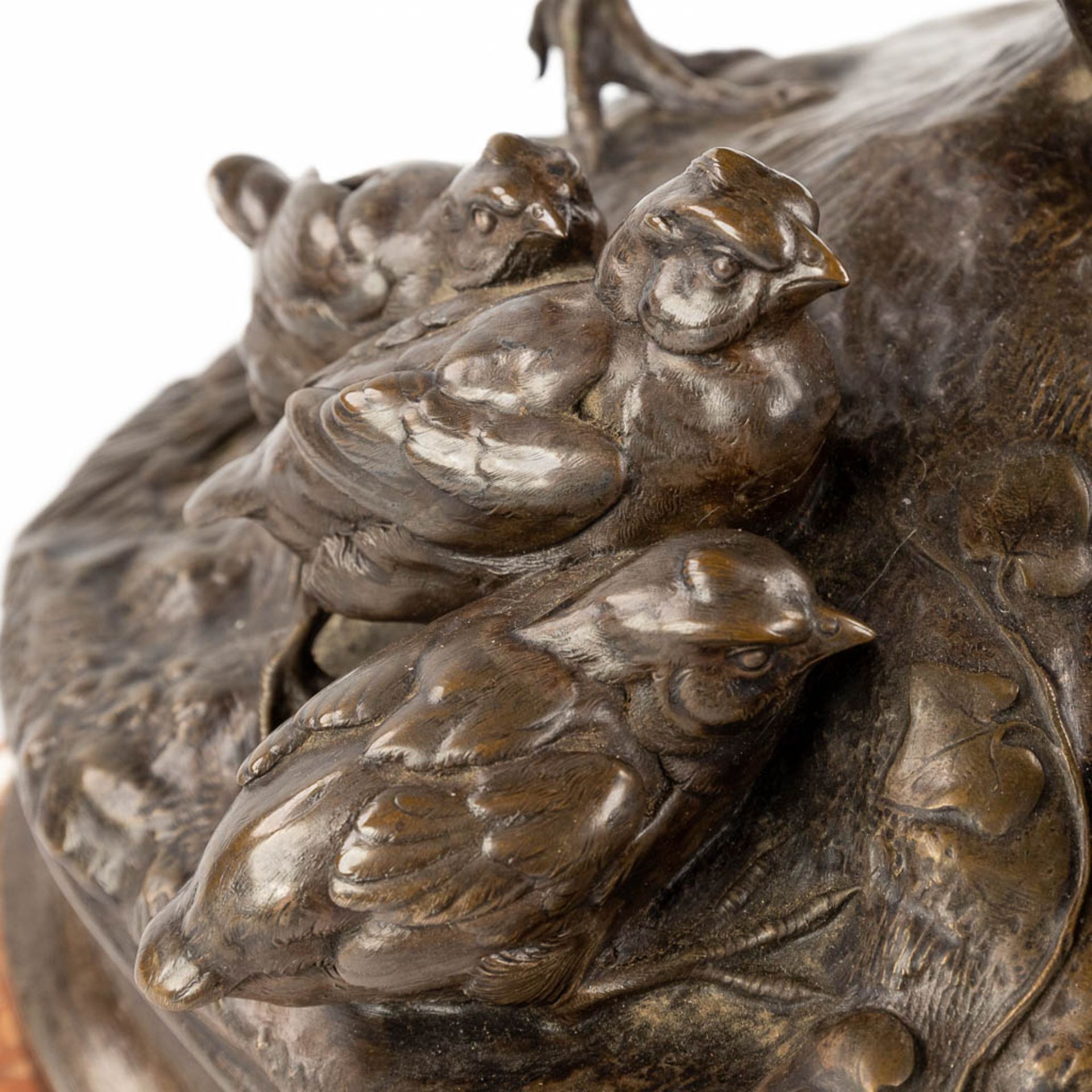 Alphonse ARSON (1822-1895) 'Partridge with chicks' patinated bronze. 1877. (D:22 x W:40 x H:41 cm) - Image 10 of 14