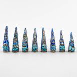 A collection of 8 Chinese nail guards, 19th C. (D:5,6 cm)