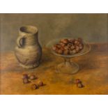 Willem DOLPHIJN (1935-2016) 'Nature morte with hazelnuts' oil on panel. 1971 (W:40 x H:30 cm)