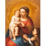 After Bartolomé MURILLO (1618-1682) 'Madonna and Child', oil on copper. 18th/19th C. (W:22,5 x H:28