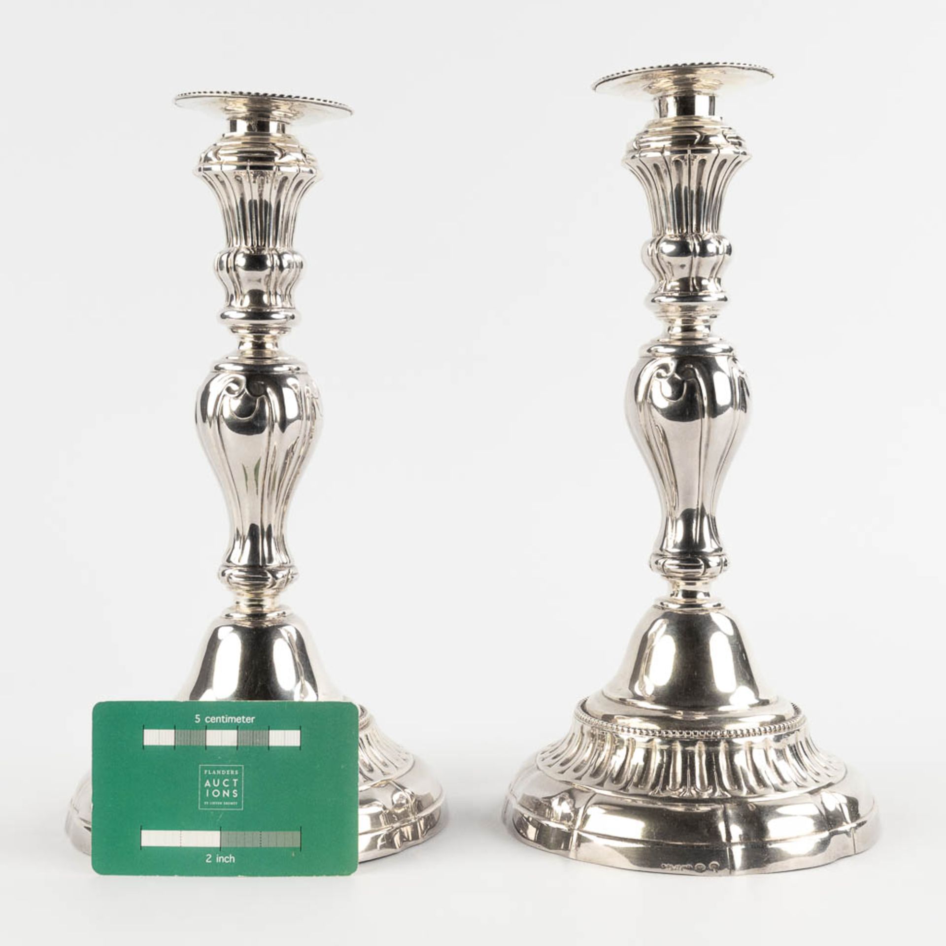 A pair of candlesticks, silver, signed A.De Keghel, Roos. A925. 831g. (H:26 x D:13,5 cm) - Image 2 of 9