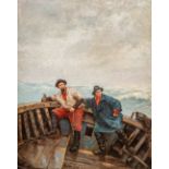 Alexander VERHAEGHE (1854-1904) 'Fishermen' oil on canvas. (W:53 x H:66 cm)