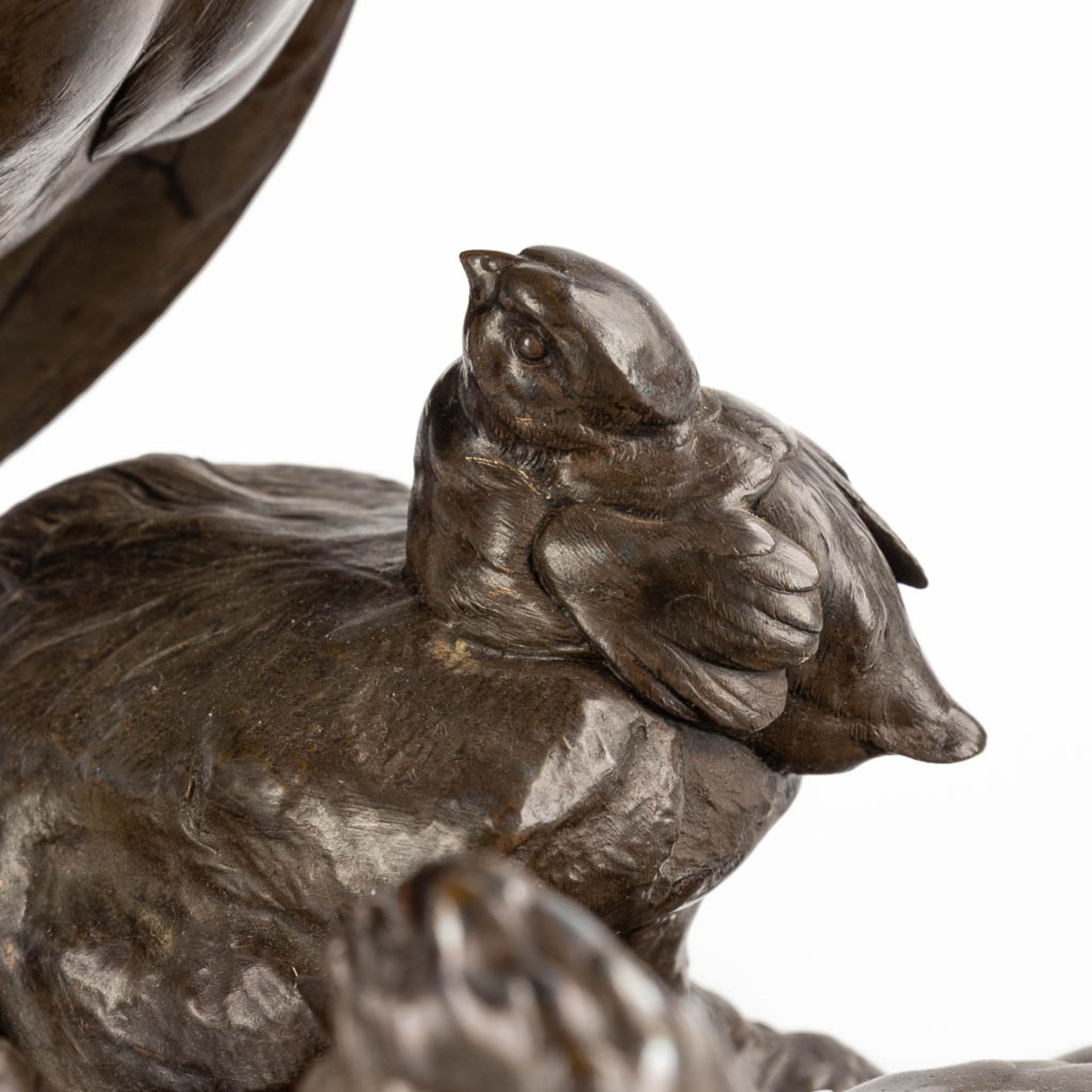 Alphonse ARSON (1822-1895) 'Partridge with chicks' patinated bronze. 1877. (D:22 x W:40 x H:41 cm) - Image 9 of 14