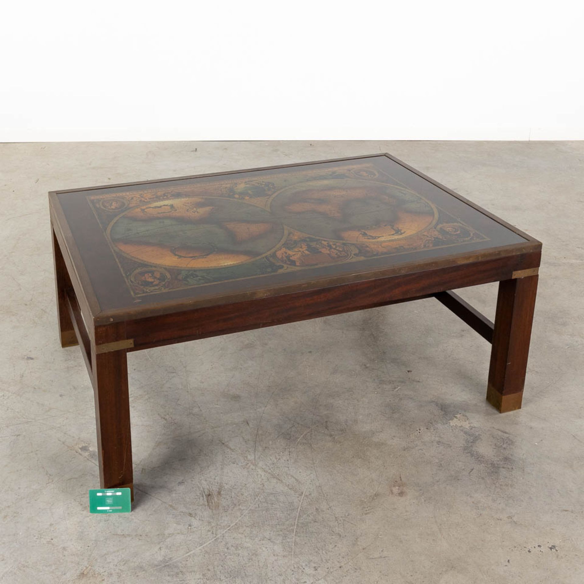 A mic-century coffee table with 'Mappa Mundi'. (D:72 x W:105 x H:46 cm) - Image 2 of 14