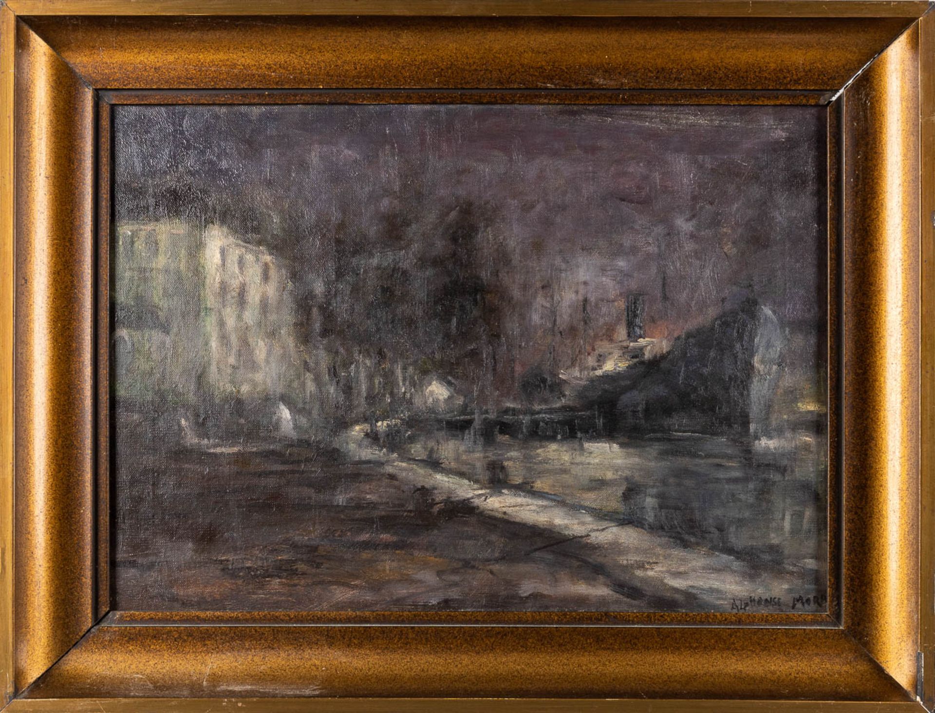 Alphonse MORA (1891-1977) 'The Harbor' oil on canvas. (W:50 x H:35 cm) - Image 3 of 6