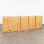 A 5-door sideboard, oak veneer. Circa 1980. (D:45 x W:220 x H:70 cm)