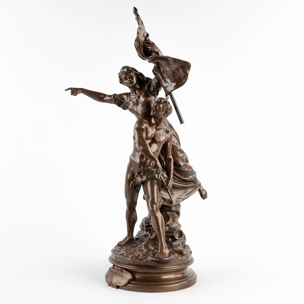 Adrien Etienne GAUDEZ (1845-1902) 'Pro Patria' patinated bronze. (D:23 x W:30 x H:59 cm) - Image 3 of 14