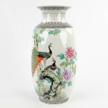 A Chinese vase decorated with peacocks, 20th C. (H:42,5 x D:21 cm)