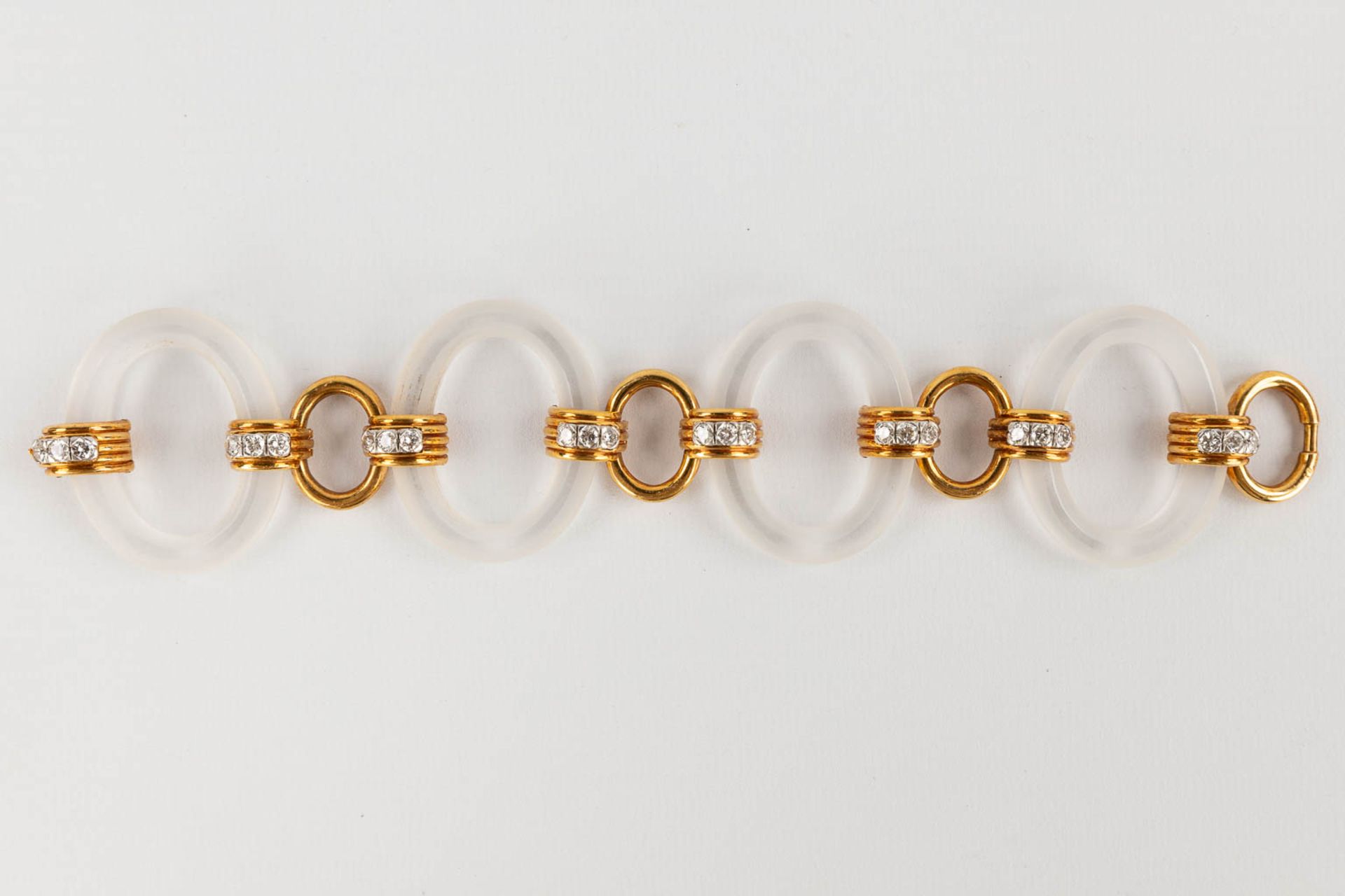 A necklace and bracelet, probably mountain crystal, 18kt gold with brilliant cut diamonds. (D:46,5 c - Image 15 of 22