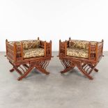 A pair of Oriental chairs, 20th C. (D:63 x W:89 x H:75 cm)