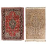 Two Oriental hand-made carpets, Kayseri &amp; Keshan. (D:151 x W:104 cm)