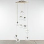 Raak, Amsterdam, a large ceiling lamp with 10 glass balls. 20th C. (D:70 cm)