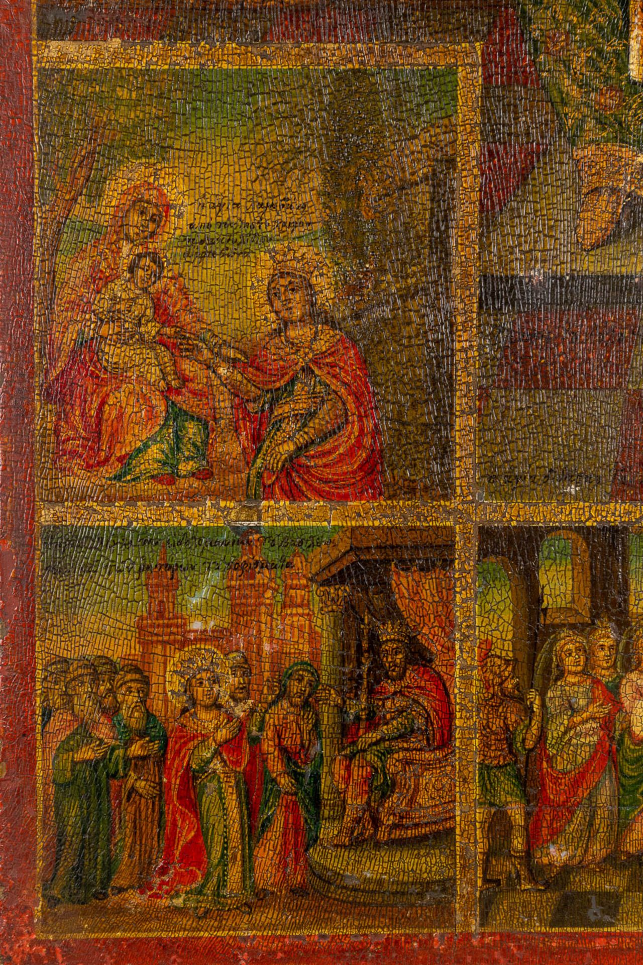 An Eastern European Icon 'The Legend of Saint Catharina'. Dated 1854. (W:48 x H:64 cm) - Bild 8 aus 12