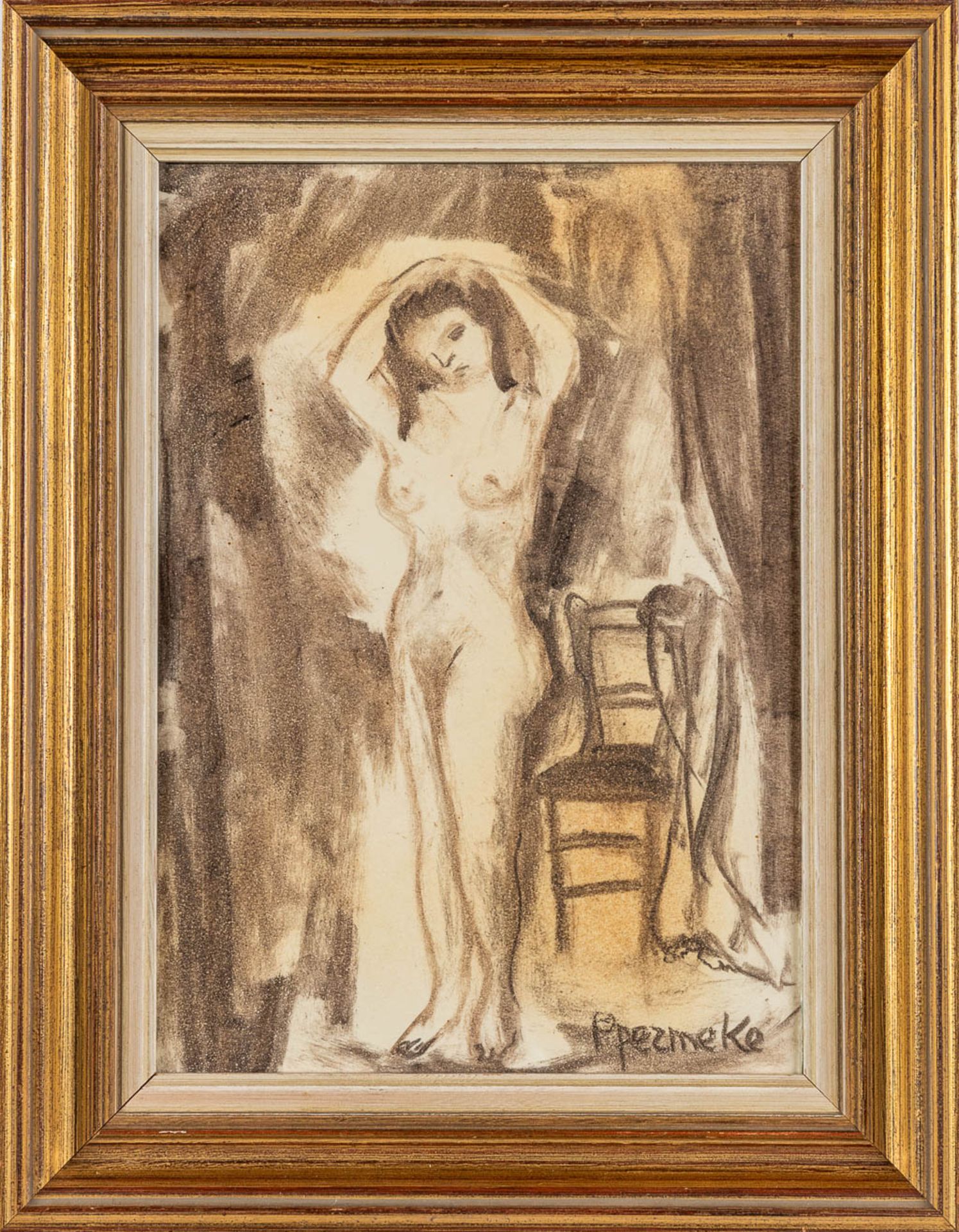 Paul PERMEKE (1918-1990) 'Standing Nude' charcoal on paper. (W:25 x H:35 cm) - Bild 3 aus 6