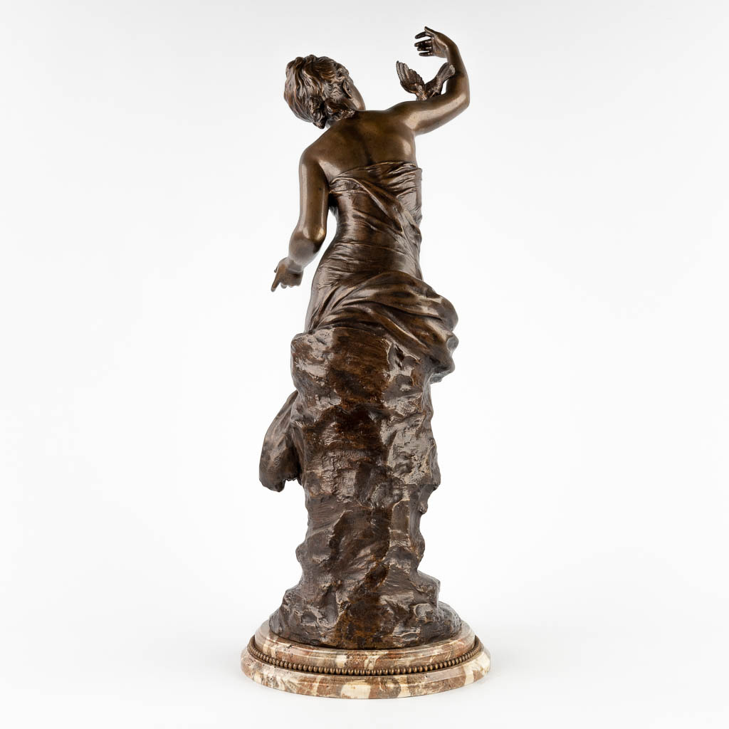 Mathurin MOREAU (1822-1912) 'Lady with a bird' patinated bronze. (H:67 x D:24 cm) - Image 5 of 13