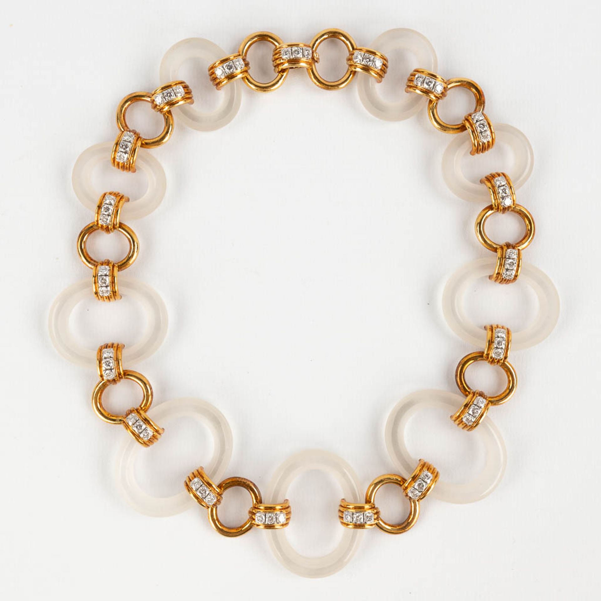 A necklace and bracelet, probably mountain crystal, 18kt gold with brilliant cut diamonds. (D:46,5 c - Image 8 of 22