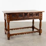 An antique "Table De Milieu", sculptured wood. Spain, 18th C. (D:72 x W:127 x H:82 cm)