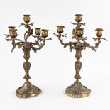 A pair of table candelabra, bronze in louis XV style. Circa 1900. (D:30 x W:30 x H:45 cm)