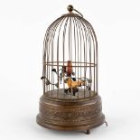 A bird cage automata with a music box. (H:28 x D:15,5 cm)