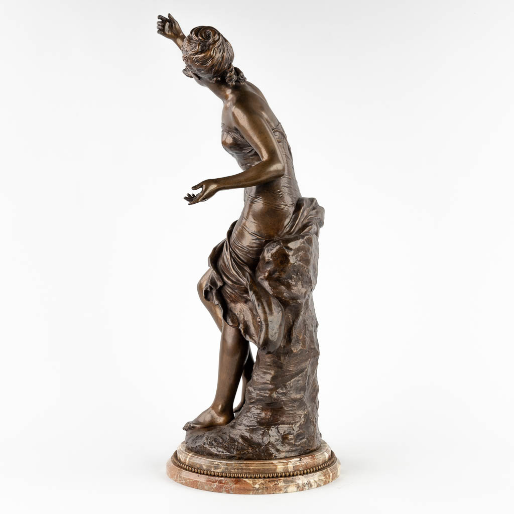 Mathurin MOREAU (1822-1912) 'Lady with a bird' patinated bronze. (H:67 x D:24 cm) - Image 6 of 13