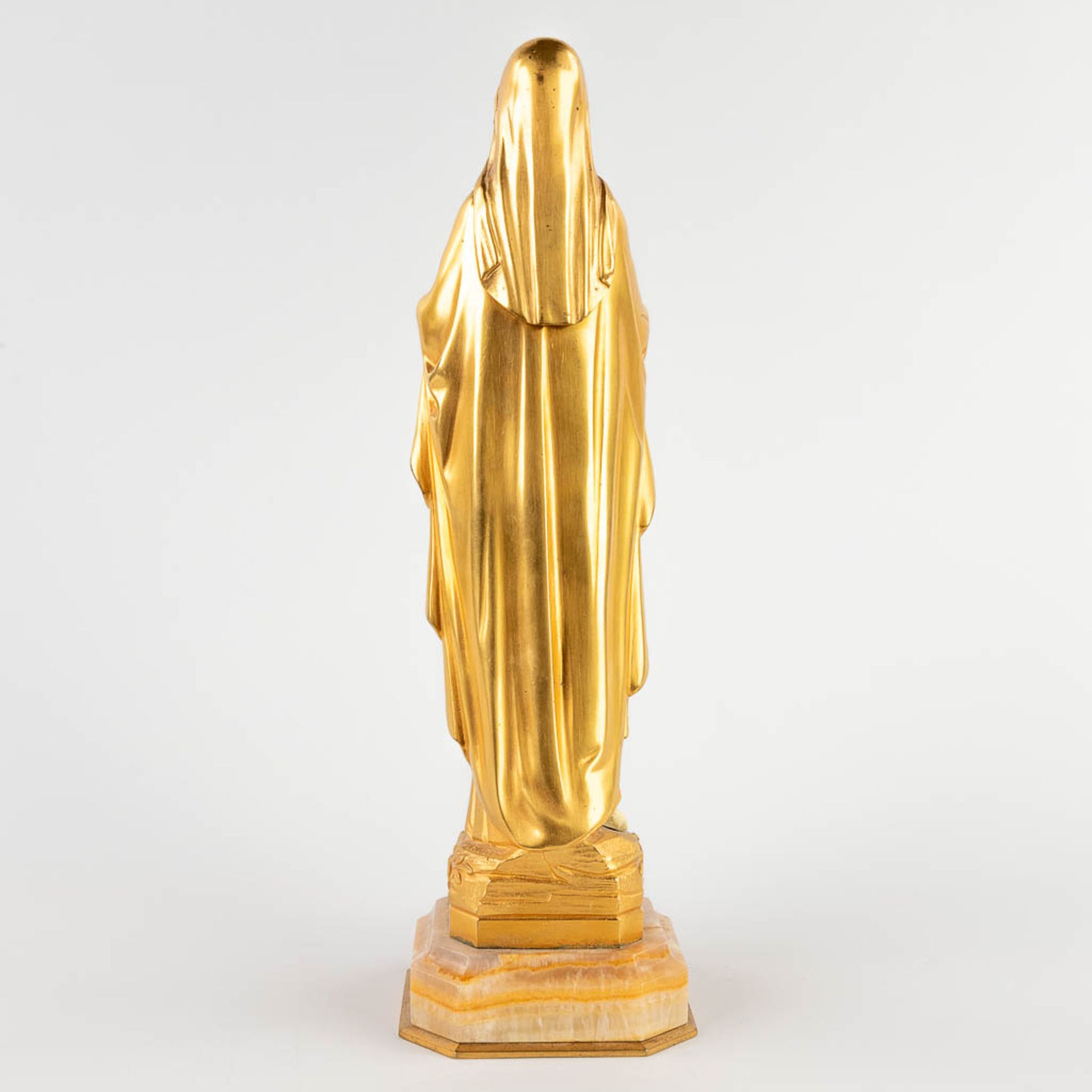 Dominique ALONZO (act.1910-1930) Mary, ormolu gilt bronze figurine, 19th C. (D:10 x W:10 x H:32 cm) - Image 5 of 13