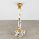 A Pedestal, marble mounted with gilt bronze, Corinthian. 19th C. (D:30 x W:30 x H:113 cm)