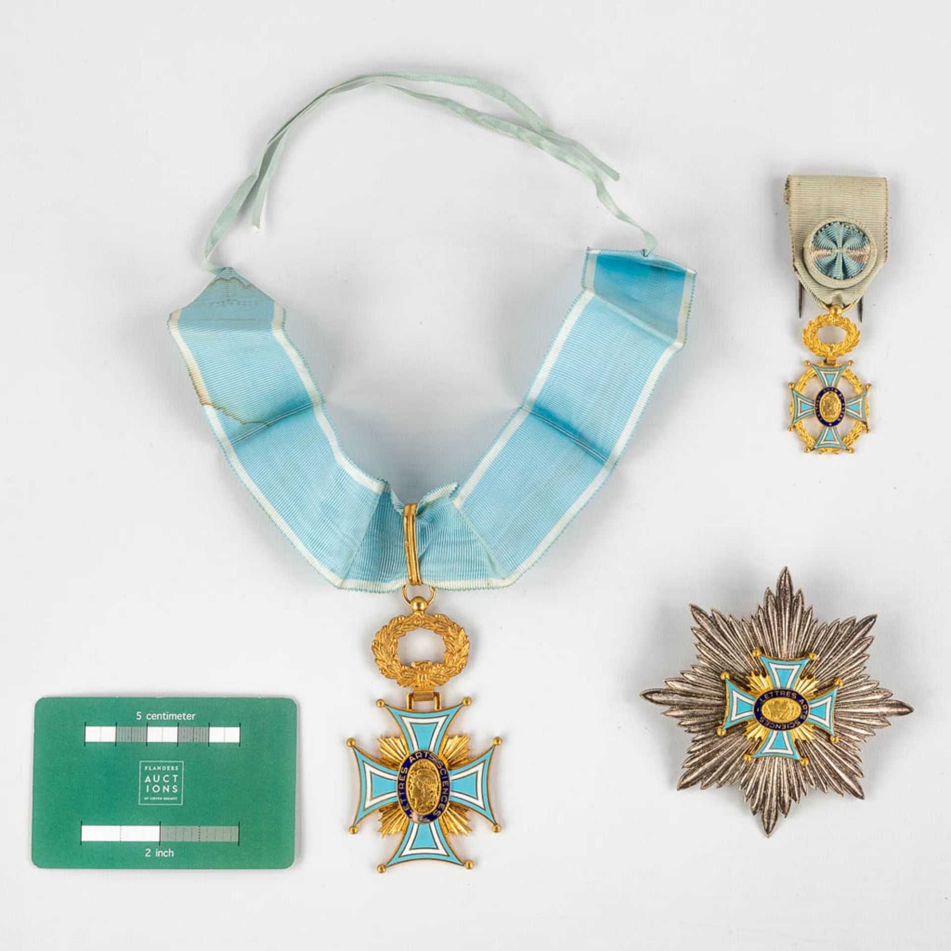 A collection of 3 medals Officier, Commandeur of the 'Société des Arts, Sciences et Lettres'. (D:9 c - Image 2 of 13