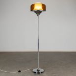 A floorlamp, chromed metal and acrylic, circa 1970. (H:157 x D:35 cm)