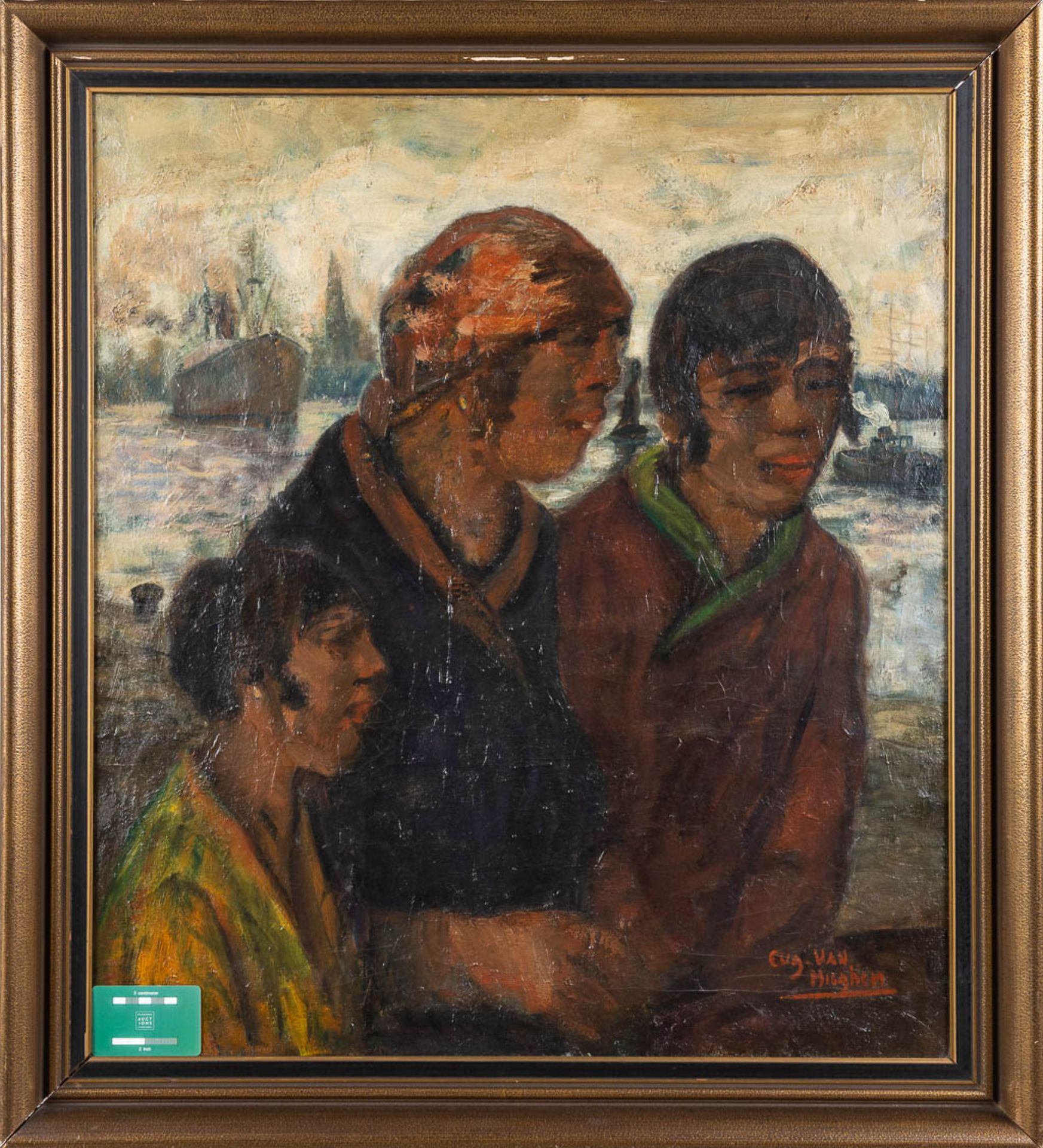 Eugeen VAN MIEGHEM (1875-1930) 'Ladies on the dock' oil on canvas. (W:68 x H:77 cm) - Bild 2 aus 7