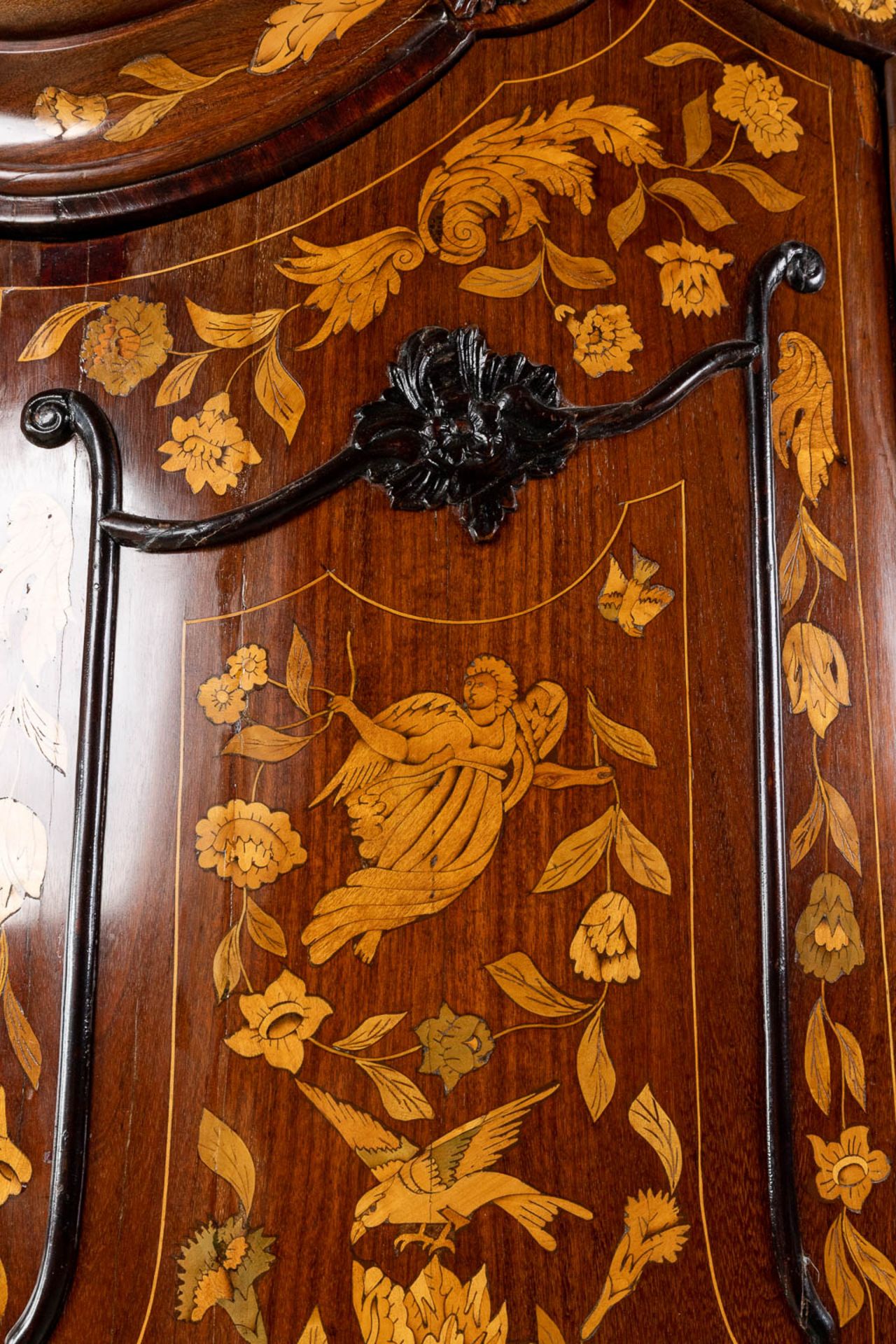 An antique corner cabinet with marquetry in Louis XV style. The Netherlands, 18th C. (D:56 x W:105 x - Image 9 of 21