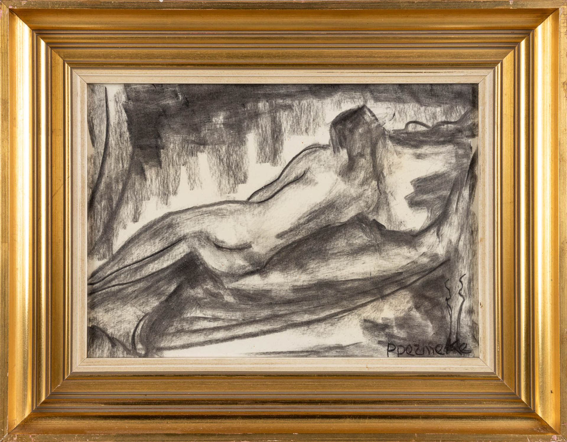 Paul PERMEKE (1918-1990) 'Reclined Nude' charcoal on paper. (W:34 x H:24 cm) - Bild 3 aus 5