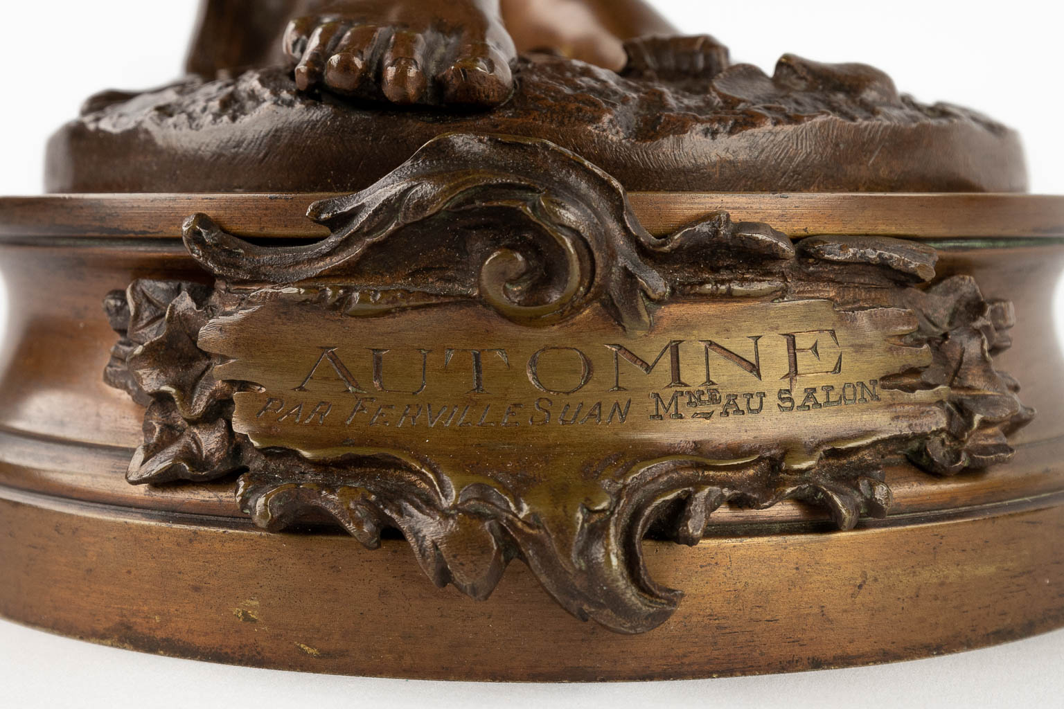 Charles Georges FERVILLE-SUAN (1847-1925) 'Autome' patinated bronze. (H:59 x D:19 cm) - Image 10 of 12